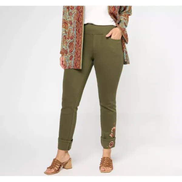 Shop All<Belle Boho by Kim Gravel Reg Embroidered Flexibelle Cuffed Jean - a world of fashionable women's clothing, including a wide selection of dresses and trendy accessories.