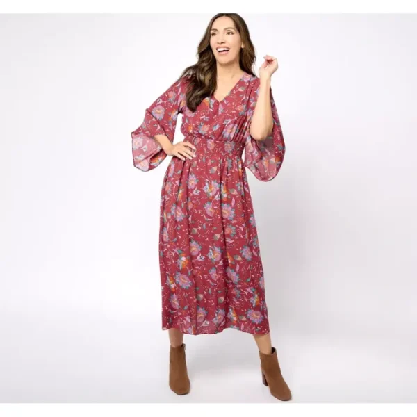 Dresses<Belle Boho by Kim Gravel Regular Smocked Waist Caftan Dress - a world of fashionable women's clothing, including a wide selection of dresses and trendy accessories.