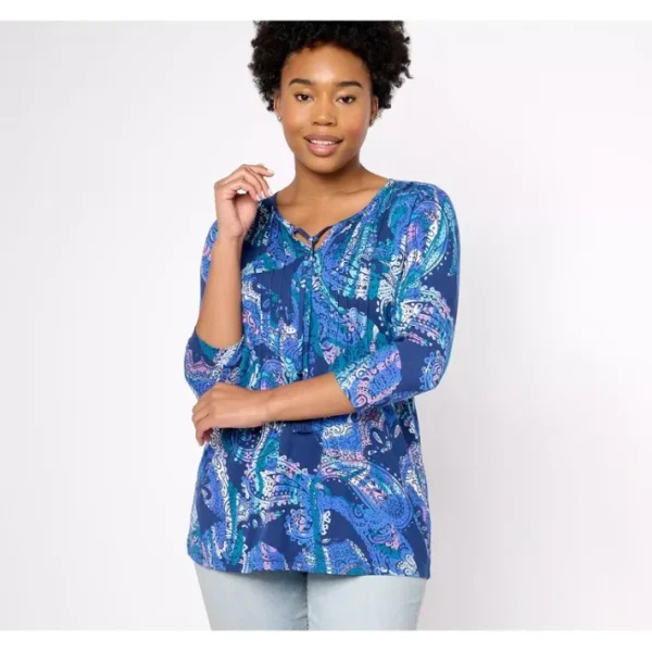 Shop All<Belle Boho by Kim Gravel Sunset Paisley Pintuck Tassel Top - a world of fashionable women's clothing, including a wide selection of dresses and trendy accessories.