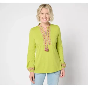 Dresses<Belle by Kim Gravel Balloon Sleeve Embroidered Tassel Top - a world of fashionable women's clothing, including a wide selection of dresses and trendy accessories.
