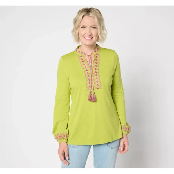 Dresses<Belle by Kim Gravel Balloon Sleeve Embroidered Tassel Top - a world of fashionable women's clothing, including a wide selection of dresses and trendy accessories.