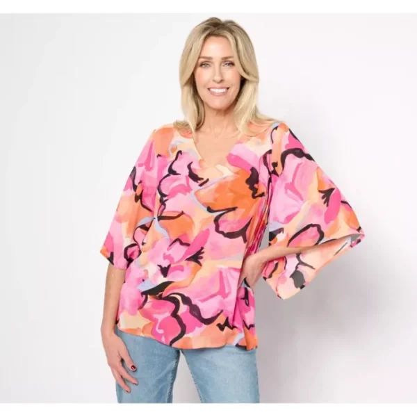 Shop All<Belle by Kim Gravel Blooms at Brunch Double Chiffon Blouse - a world of fashionable women's clothing, including a wide selection of dresses and trendy accessories.