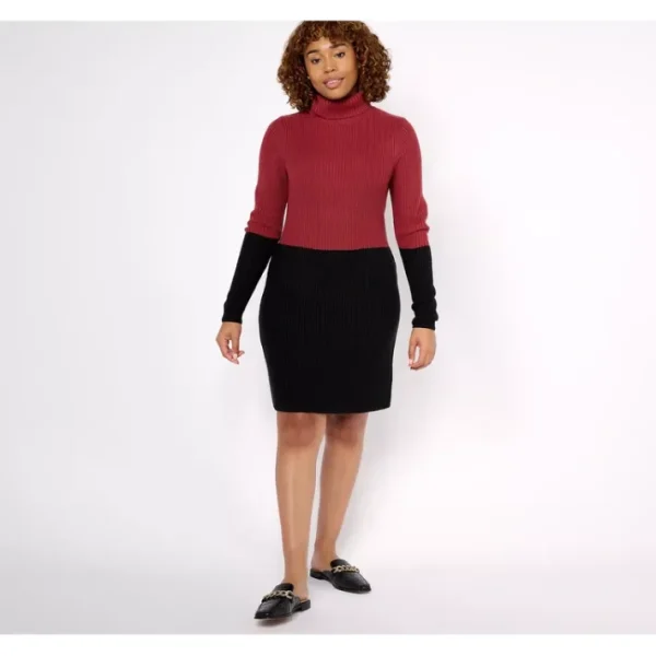 Dresses<Belle by Kim Gravel Color Block Shaker Knit Sweater Dress - a world of fashionable women's clothing, including a wide selection of dresses and trendy accessories.
