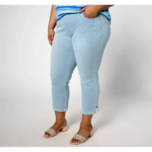 Fashion<Belle by Kim Gravel Flexibelle Pearls Cropped Jean, Regular - a world of fashionable women's clothing, including a wide selection of dresses and trendy accessories.