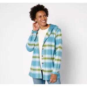 Belle by Kim Gravel Hooded Plaid Shacket - a world of fashionable women's clothing, including a wide selection of dresses and trendy accessories.> Hat