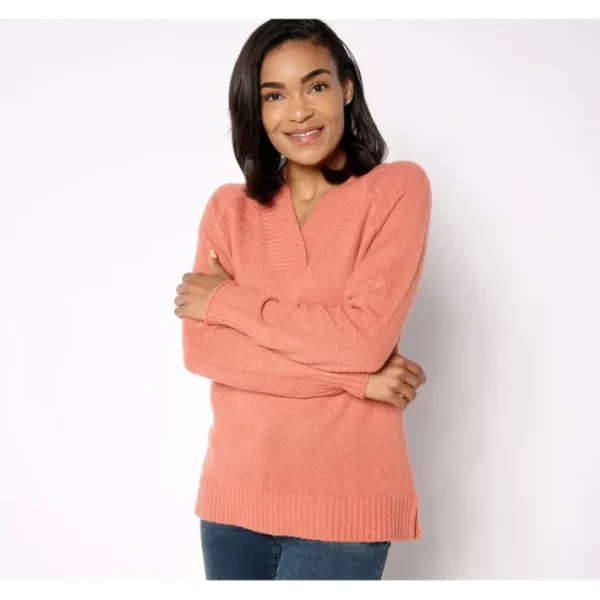 Shop All<Belle by Kim Gravel Let's Get Cozy Crossover V-Neck Sweater - a world of fashionable women's clothing, including a wide selection of dresses and trendy accessories.