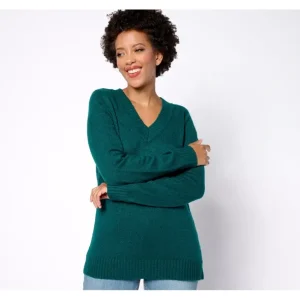 Belle by Kim Gravel Lets Get Cozy Solid V-Neck Sweater - a world of fashionable women's clothing, including a wide selection of dresses and trendy accessories.> Hat