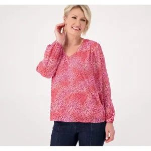 Fashion<Belle by Kim Gravel Mixed Media Animal Print Blouse - a world of fashionable women's clothing, including a wide selection of dresses and trendy accessories.