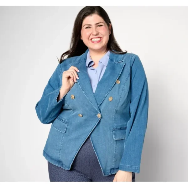 Shop All<Belle by Kim Gravel Nautical Denim Blazer - a world of fashionable women's clothing, including a wide selection of dresses and trendy accessories.