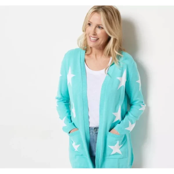Shop All<Belle by Kim Gravel Open Front Cardigan Sweater - a world of fashionable women's clothing, including a wide selection of dresses and trendy accessories.