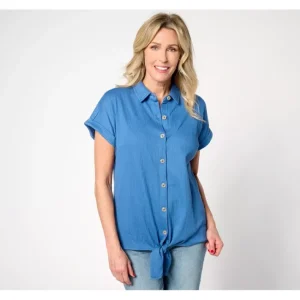Dresses<Belle by Kim Gravel Packabelle Summer Fun Tie Front Top - a world of fashionable women's clothing, including a wide selection of dresses and trendy accessories.