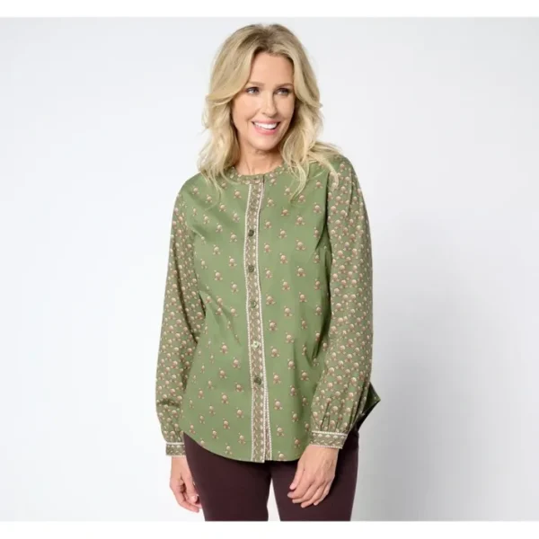 Shop All<Belle by Kim Gravel Perfect Patchwork Blouse - a world of fashionable women's clothing, including a wide selection of dresses and trendy accessories.