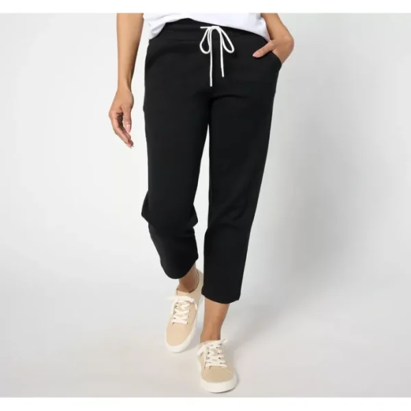 Shop All<Belle by Kim Gravel Perfect Pique Drawstring Crop Pant, Petite - a world of fashionable women's clothing, including a wide selection of dresses and trendy accessories.