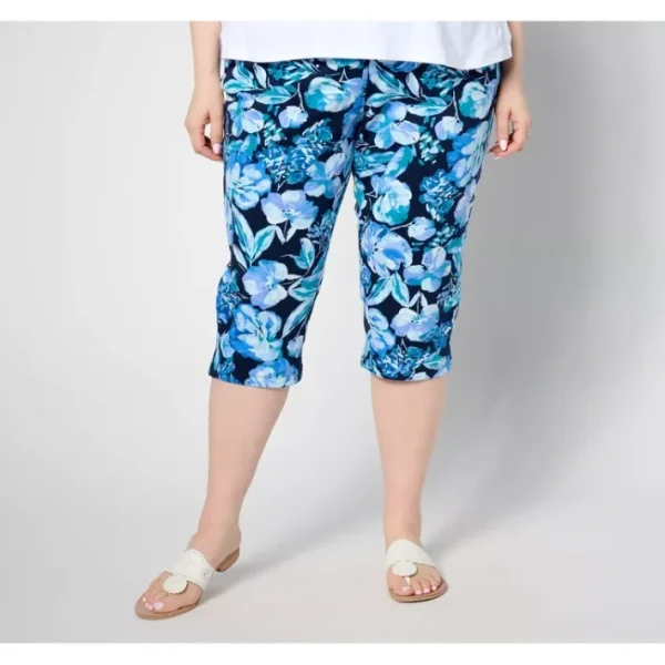 Shop All<Belle by Kim Gravel Perfect Pique Fresh Picked Capri, Petite - a world of fashionable women's clothing, including a wide selection of dresses and trendy accessories.