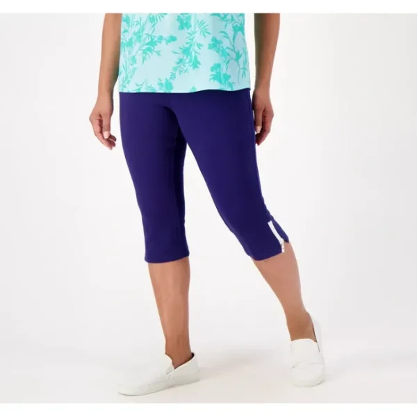 Shop All<Belle by Kim Gravel Perfect Pique White Haute Zip Capri Pant - a world of fashionable women's clothing, including a wide selection of dresses and trendy accessories.
