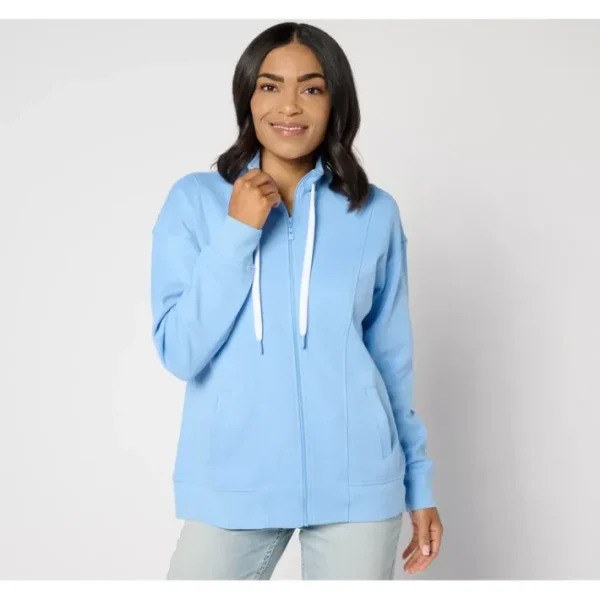 Shop All<Belle by Kim Gravel Perfect Pique Zip Mock Neck Jacket - a world of fashionable women's clothing, including a wide selection of dresses and trendy accessories.