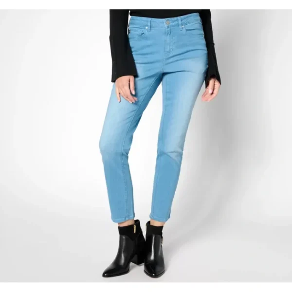 Shop All<Belle by Kim Gravel Pet TripleLuxe Denim Button Front Jean - a world of fashionable women's clothing, including a wide selection of dresses and trendy accessories.
