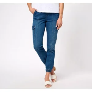 Belle by Kim Gravel Pet TripleLuxe Denim Cargo Ankle Joggers - a world of fashionable women's clothing, including a wide selection of dresses and trendy accessories.> Hat