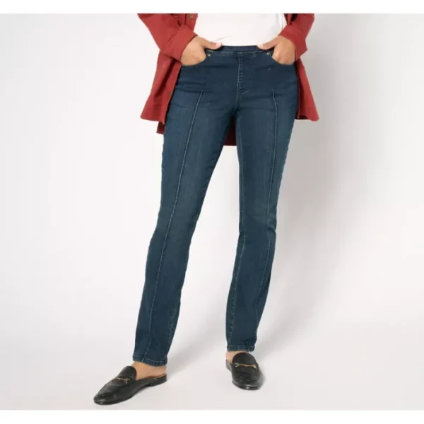 Shop All<Belle by Kim Gravel Pet TripleLuxe Denim Pintuck Perfection Jean - a world of fashionable women's clothing, including a wide selection of dresses and trendy accessories.