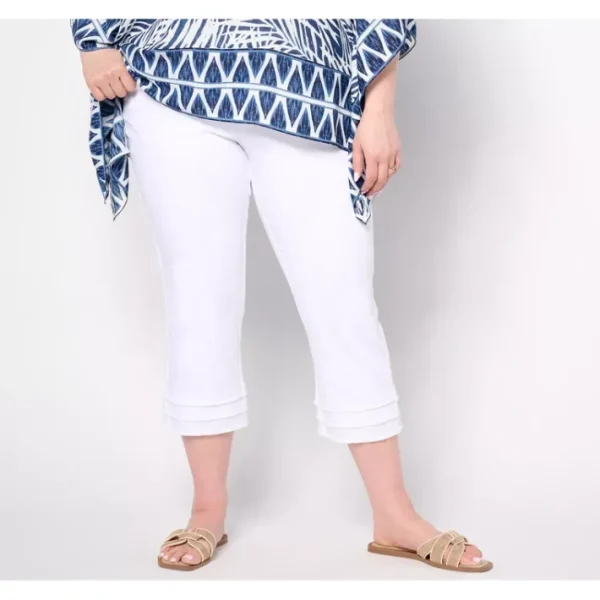 Shop All<Belle by Kim Gravel Pet TripleLuxe Twill Triple Fray Crop Jean - a world of fashionable women's clothing, including a wide selection of dresses and trendy accessories.