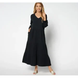 Dresses<Belle by Kim Gravel Petite Cotton Gauze Maxi Tiered Dress - a world of fashionable women's clothing, including a wide selection of dresses and trendy accessories.