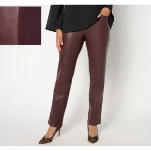 Belle by Kim Gravel Petite Faux Leather Front, Ponte Back Pant - a world of fashionable women's clothing, including a wide selection of dresses and trendy accessories.> Hat