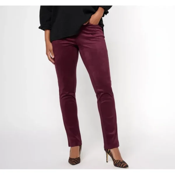 Shop All<Belle by Kim Gravel Petite Faux Suede Ponte Back Pant - a world of fashionable women's clothing, including a wide selection of dresses and trendy accessories.