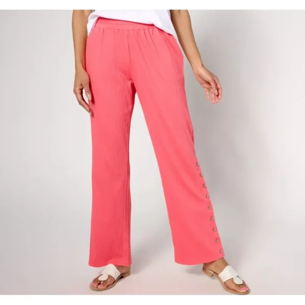 Belle by Kim Gravel Petite Packabelle Buttoned Up Relaxed Pant - a world of fashionable women's clothing, including a wide selection of dresses and trendy accessories.> Hat