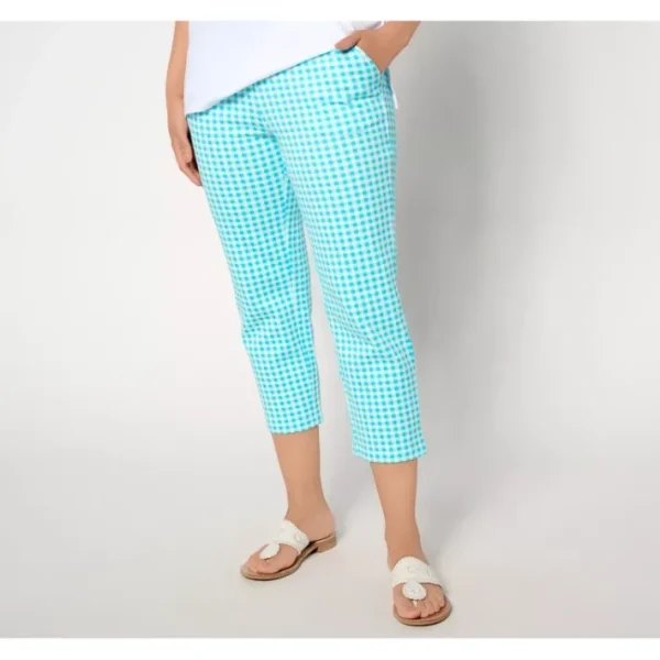 Shop All<Belle by Kim Gravel Petite Perfect Pique Gingham Cropped Pant - a world of fashionable women's clothing, including a wide selection of dresses and trendy accessories.