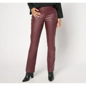 Belle by Kim Gravel Petite Rebelleious Coated Twill Baby Boot Pant - a world of fashionable women's clothing, including a wide selection of dresses and trendy accessories.> Coats