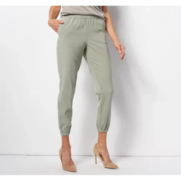 Shop All<Belle by Kim Gravel Petite Strech Sand washed Joggers - a world of fashionable women's clothing, including a wide selection of dresses and trendy accessories.