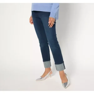 Belle by Kim Gravel Petite TripleLuxe Denim Sparkle Cuff Ankle Jean - a world of fashionable women's clothing, including a wide selection of dresses and trendy accessories.> Hat