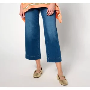 Belle by Kim Gravel Petite TripleLuxe Denim Wide Leg Cropped Pants - a world of fashionable women's clothing, including a wide selection of dresses and trendy accessories.> Hat