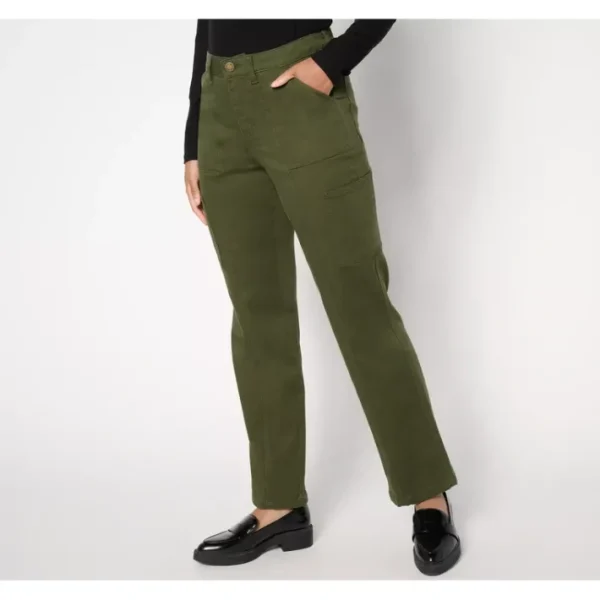 Shop All<Belle by Kim Gravel Petite TripleLuxe Twill Relaxed Cargo Jean - a world of fashionable women's clothing, including a wide selection of dresses and trendy accessories.