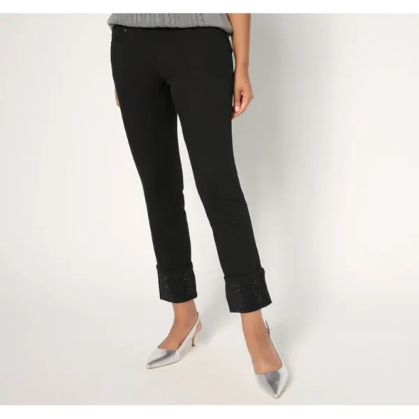 Belle by Kim Gravel Petite TripleLuxe Twill Sparkle Cuff Ankle Jean - a world of fashionable women's clothing, including a wide selection of dresses and trendy accessories.> Hat