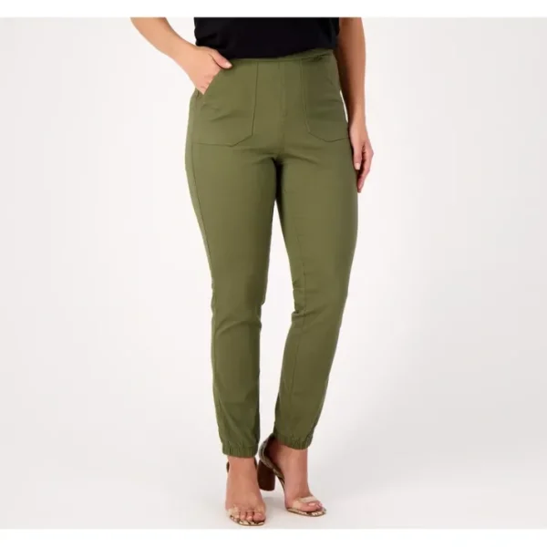Shop All<Belle by Kim Gravel Petite Twill TripleLuxe Pull-On Joggers - a world of fashionable women's clothing, including a wide selection of dresses and trendy accessories.
