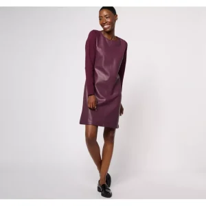 Belle by Kim Gravel Ponte Knit Faux Leather Dress - a world of fashionable women's clothing, including a wide selection of dresses and trendy accessories.> Hat