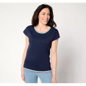 Belle by Kim Gravel Pop Color Crochet Trim SWeater - a world of fashionable women's clothing, including a wide selection of dresses and trendy accessories.> Dresses