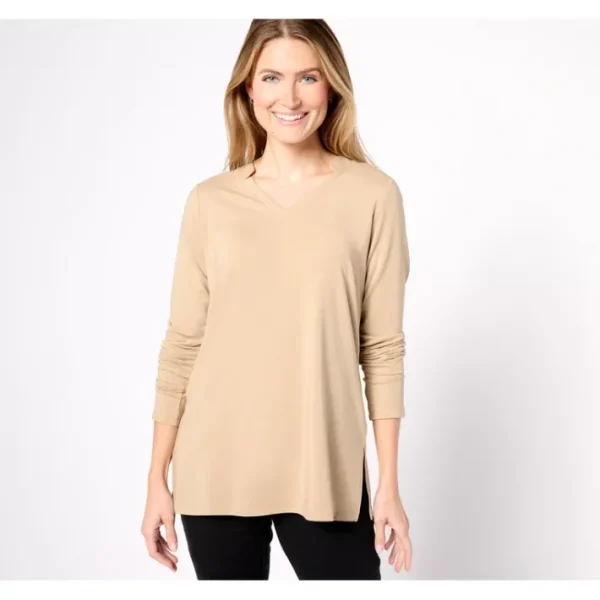 Shop All<Belle by Kim Gravel Primabelle Knit V-Neck Tunic Top - a world of fashionable women's clothing, including a wide selection of dresses and trendy accessories.