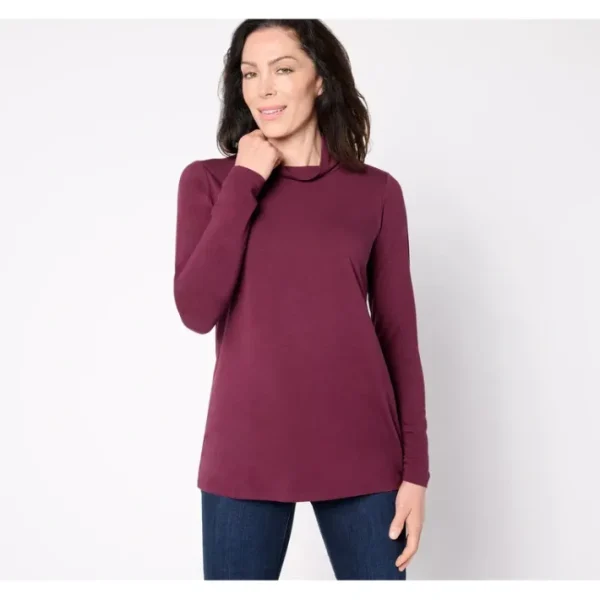 Shop All<Belle by Kim Gravel Primabelle Polished Mock Neck Top - a world of fashionable women's clothing, including a wide selection of dresses and trendy accessories.
