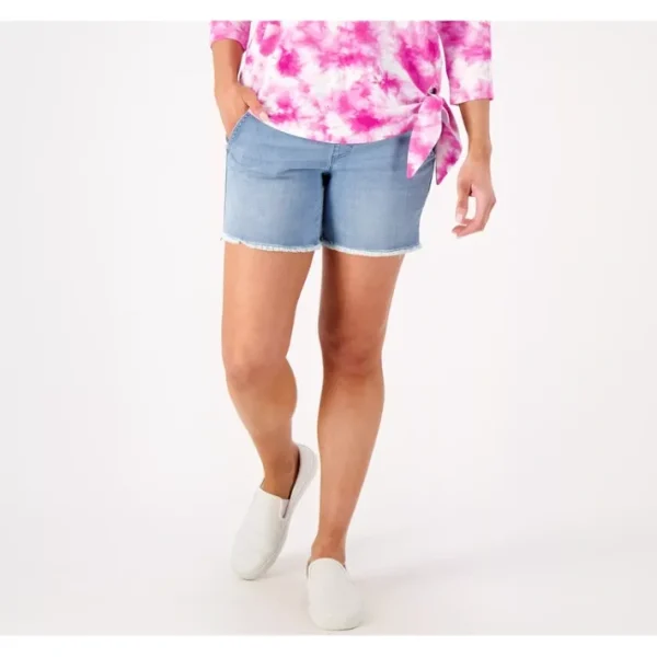 Shop All<Belle by Kim Gravel Primabelle Relaxed Frayed Hem Shorts - a world of fashionable women's clothing, including a wide selection of dresses and trendy accessories.