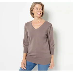 Belle by Kim Gravel Puff Sleeve V-Neck Sweater - a world of fashionable women's clothing, including a wide selection of dresses and trendy accessories.> Hat