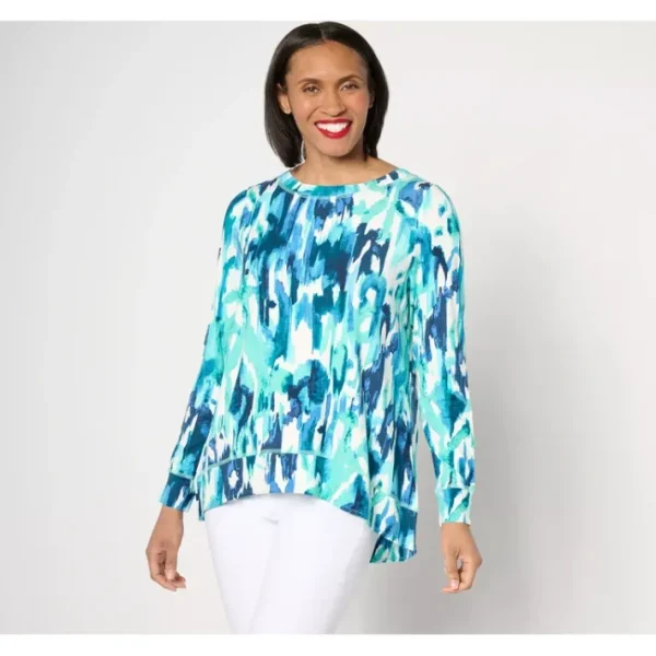 Shop All<Belle by Kim Gravel Rayon Spandex Mediteranea Hi-Low Top - a world of fashionable women's clothing, including a wide selection of dresses and trendy accessories.