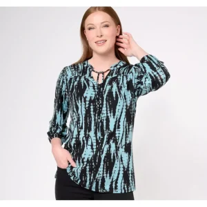 Belle by Kim Gravel Rayon Spandex Onyx Tie-Dye Top - a world of fashionable women's clothing, including a wide selection of dresses and trendy accessories.> Hat