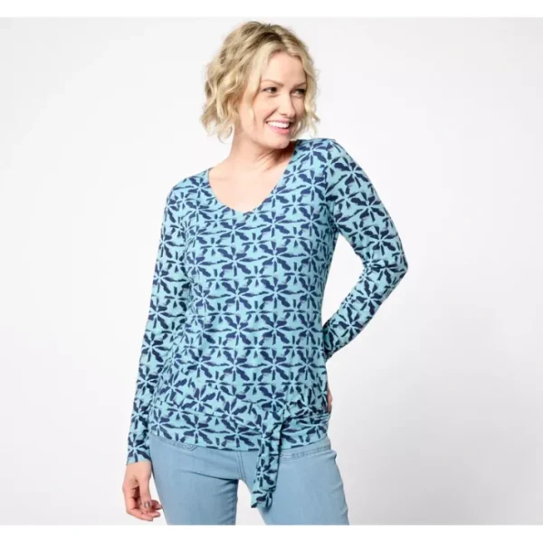 Shop All<Belle by Kim Gravel Rayopn Spandex Think Ink Side Tie Top - a world of fashionable women's clothing, including a wide selection of dresses and trendy accessories.