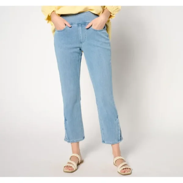 Shop All<Belle by Kim Gravel Reg Flexibelle Anchor Button Cropped Jean - a world of fashionable women's clothing, including a wide selection of dresses and trendy accessories.