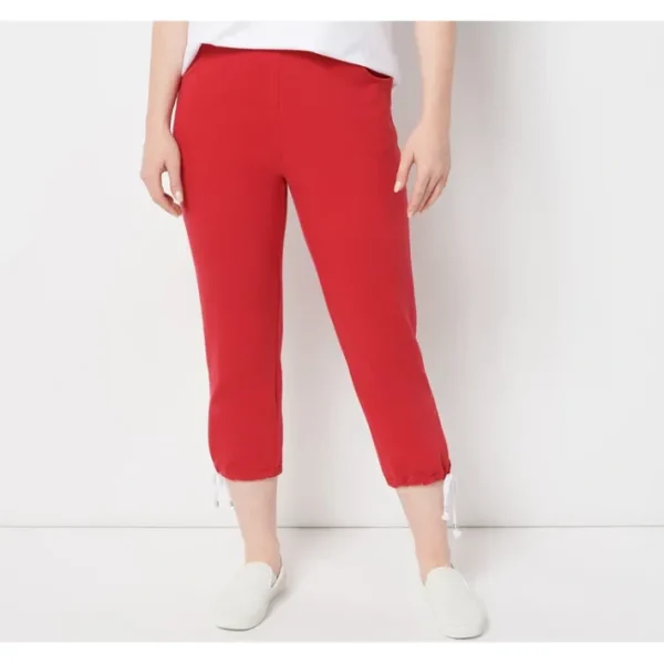 Shop All<Belle by Kim Gravel Reg French Terry Cropped Pants w/ Trim - a world of fashionable women's clothing, including a wide selection of dresses and trendy accessories.