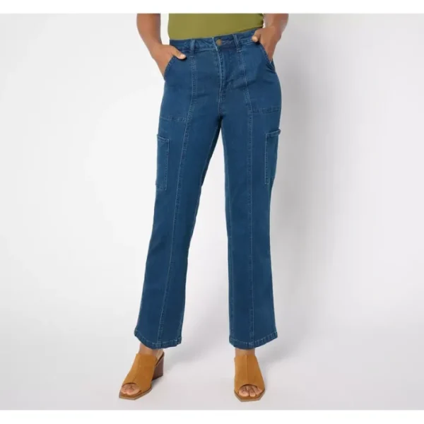 Shop All<Belle by Kim Gravel Reg TripleLuxe Denim Relaxed Cargo Jean - a world of fashionable women's clothing, including a wide selection of dresses and trendy accessories.