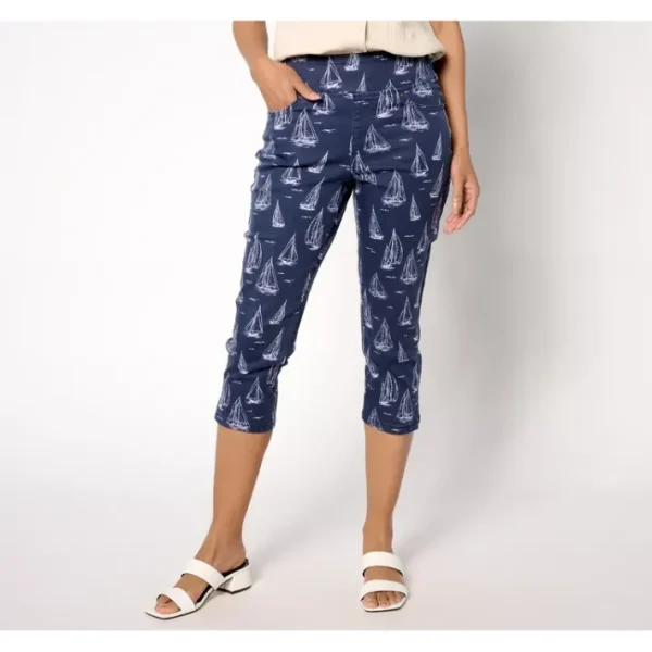 Shop All<Belle by Kim Gravel Reg TripleLuxe Twill Come Sail Away Capri Pant - a world of fashionable women's clothing, including a wide selection of dresses and trendy accessories.
