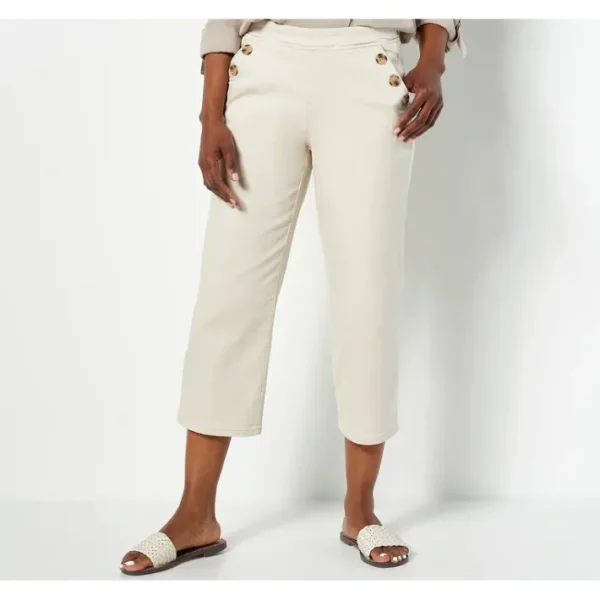 Fashion<Belle by Kim Gravel Reg TripleLuxe Twill Wide Leg Cropped Pants - a world of fashionable women's clothing, including a wide selection of dresses and trendy accessories.